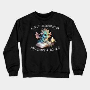 Easily Distracted By Dragons And Books Introvert Shirt Crewneck Sweatshirt